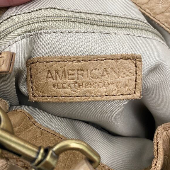 American Leather Co Tooled Leather Shoulder Bag Tan Buttery Soft Medium - Picture 10 of 15